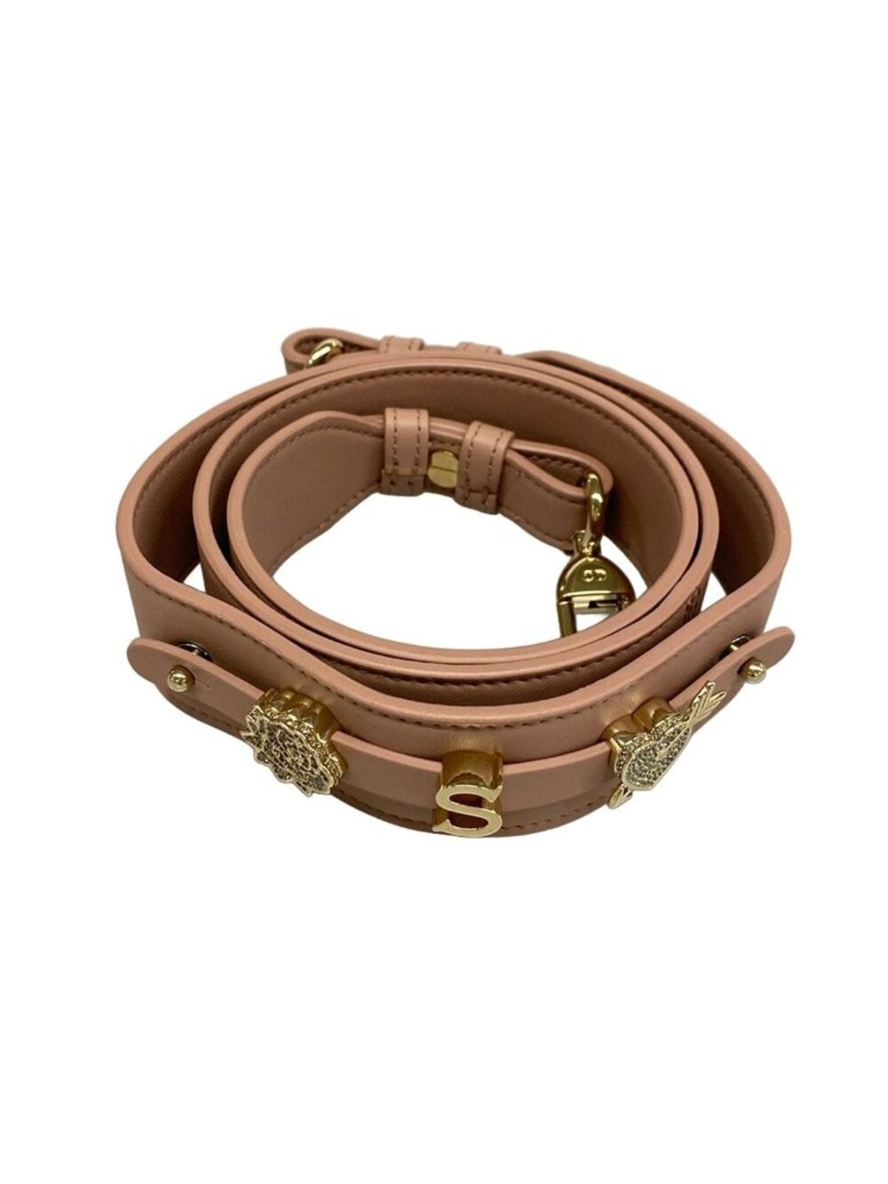 Dior Shoulder Strap Pink Beige Gold Leather